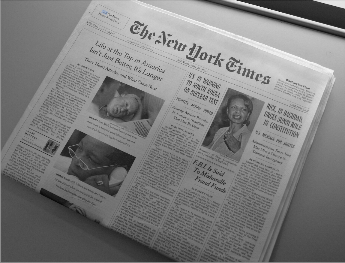 New York Times striking workers are asking people to support them by not playing their daily games. New York Times, Monday 2005-05-16 by mjb is licensed under creative commons from flicker.com.